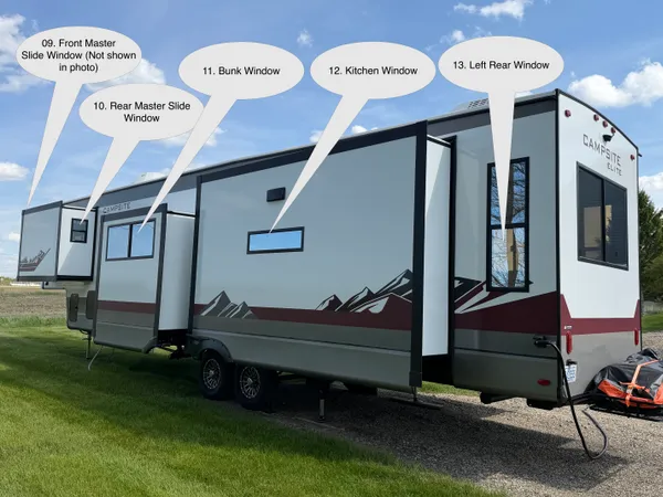 Camper exterior angle 2 with labeled windows