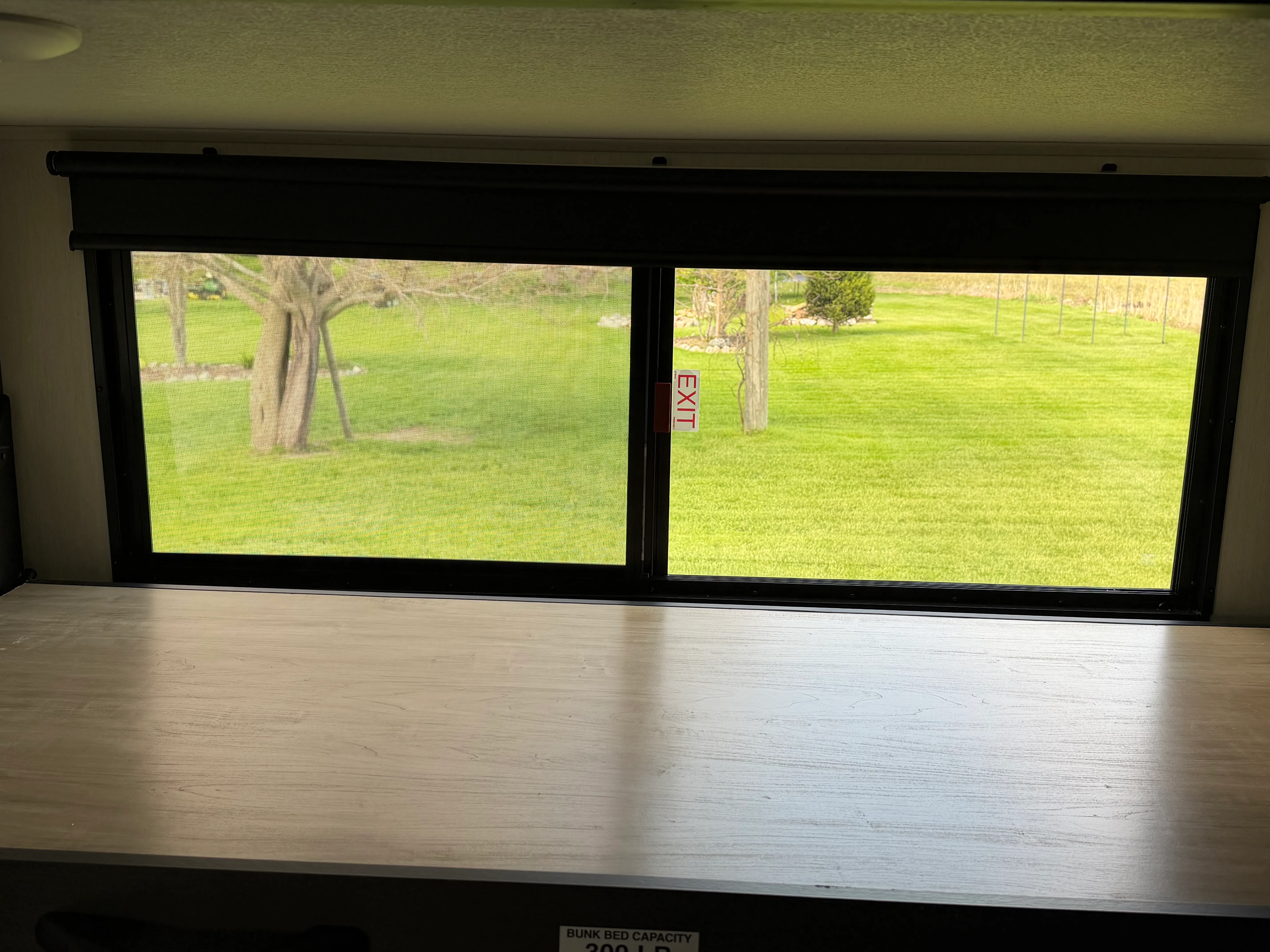 Bunk window — inside view