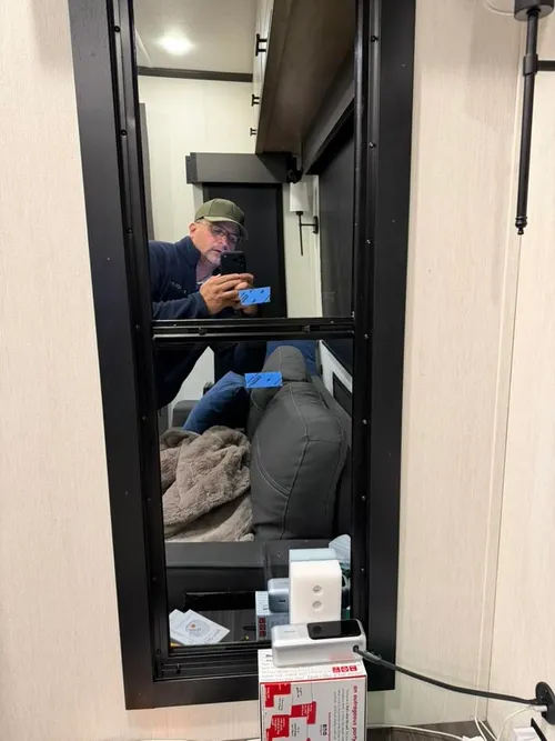 Window viewed from inside showing clearly visible mirrored appearance